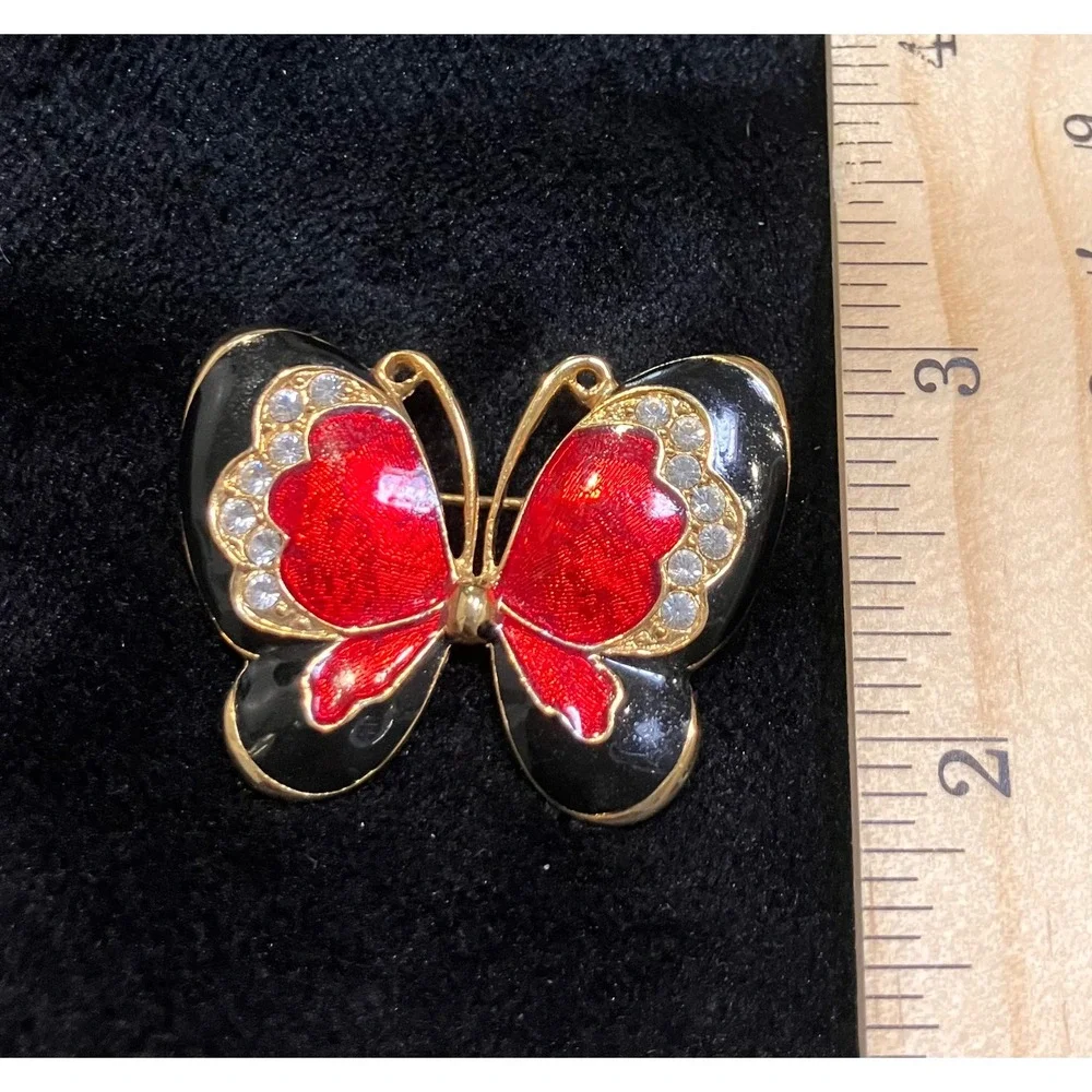 Butterfly Brooch Lot Womens Multicolor Rhinestone Enamel Filigree